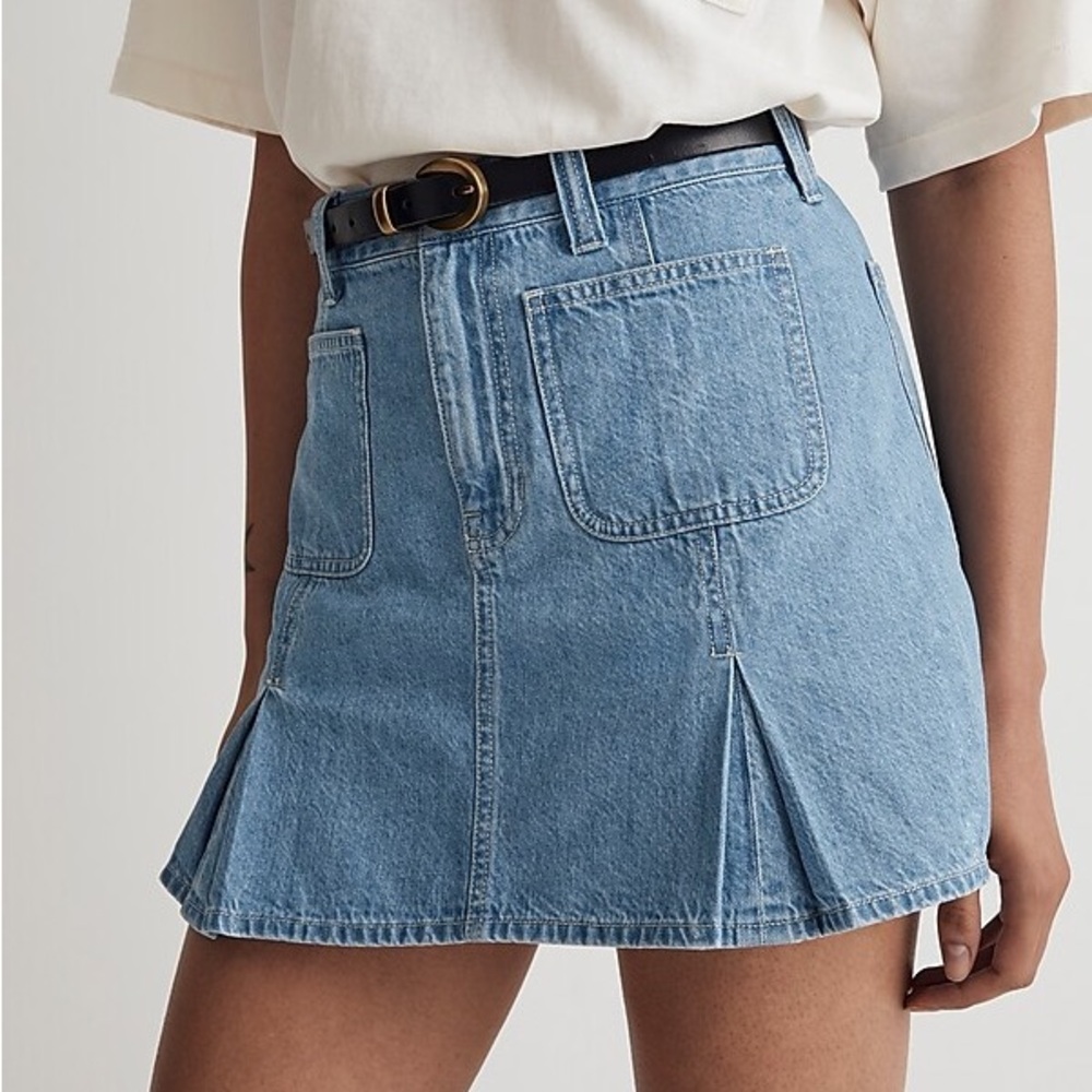 NWT Madewell Pleated Denim Mini Skirt